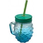 Стакан для коктейля с трубочкой Lux Plastic 450мл