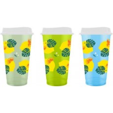 Стакан-тамблер Компания К пластиковый с декором и крышкой 400мл в магазинах Магнит