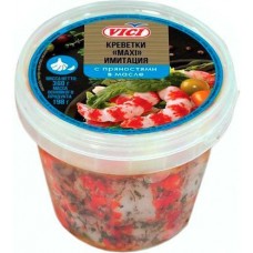 Креветки Vici Maxi маринованные с чесноком в масле с пряностями 360г в магазинах Магнит