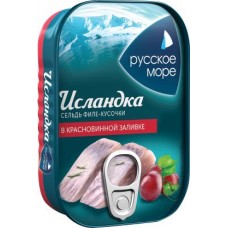 Сельдь Русское море Исландка филе-кусочки в красном вине 115г в магазинах Магнит Сельдь Русское море Исландка филе-кусочки в красном вине 115г в магазинах Магнит