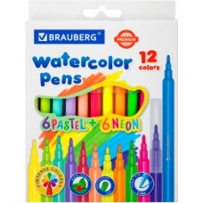 Фломастеры Brauberg 6 неоновых + 6 пастельных в магазинах Магнит