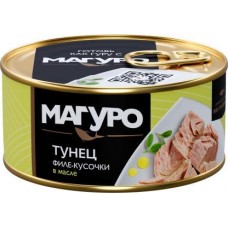 Филе-кусочки тунца Магуро в масле 170г без заливки 85г в магазинах Магнит