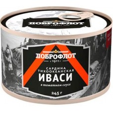 Сардина Доброфлот тихоокеанская в томатном соусе 245г в магазинах Магнит