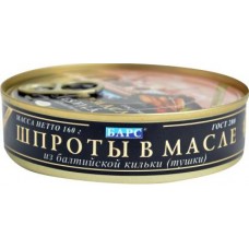 Шпроты Барс из балтийской кильки в масле 160г в магазинах Магнит