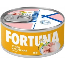 Тунец Fortuna кусочки в масле 185г в магазинах Магнит