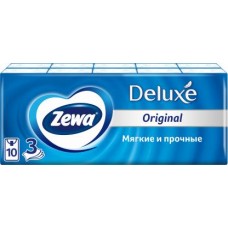 Платочки бумажные носовые Zewa Deluxe 3 слоя 10 штХ10уп в магазинах Магнит
