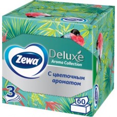 Салфетки бумажные в коробке Zewa Deluxe Арома Коллекция 3 слоя 60шт в магазинах Магнит
