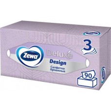 Салфетки бумажные в коробке Zewa Deluxe Дизайн 3 слоя 90шт в магазинах Магнит