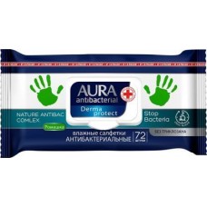 Влажные салфетки Aura Antibacterial Derma Protec Антибактериальные 72шт в магазинах Магнит