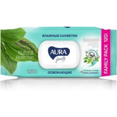 Салфетки влажные Aura Family Big-Pack освежающие с крышкой 120шт в магазинах Магнит