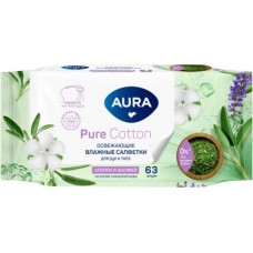 Салфетки влажные Aura Family для всей семьи 63шт в магазинах Магнит