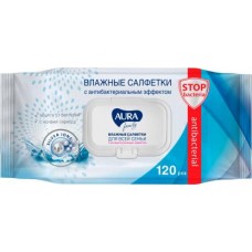 Влажные салфетки Aura Антибактериальные 120шт в магазинах Магнит