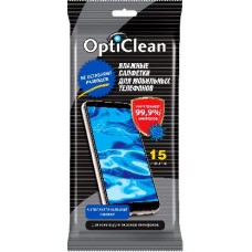 Салфетки влажные Opti Clean для телефонов 15шт в магазинах Магнит