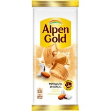 Шоколад Alpen Gold Белый с миндалем и кокосовой стружкой 85г в магазинах Магнит