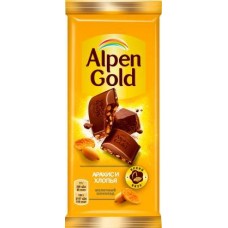 ALPEN GOLD Шоколад молоч арах-кукур хлоп80г/85г в магазинах Магнит