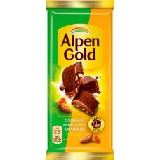 ALPEN GOLD шокол молоч с сол минд карам 80г/85г в магазинах Магнит