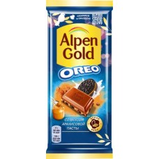 Шоколад Alpen Gold Oreo Молочный с арахисовой пастой и печеньем 95г в магазинах Магнит