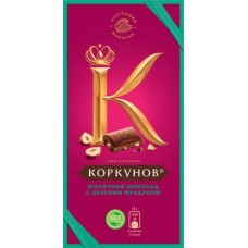 Шоколад Коркунов молочный с цельным фундуком 90г в магазинах Магнит