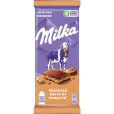 Шоколад Milka Молочный ореховая паста с миндалем 90г в магазинах Магнит