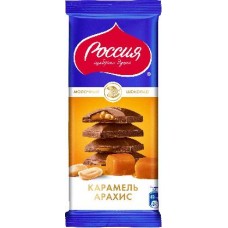 Шоколад Россия - щедрая душа Молочный Карамель Арахис 82г в магазинах Магнит