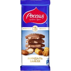 Шоколад Россия - щедрая душа Молочный Миндаль Вафля 82г в магазинах Магнит