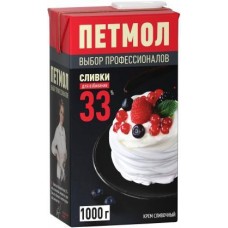 Сливки Петмол для взбивания 33% ультрапастеризованные 1л в магазинах Магнит