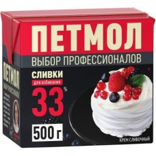 Сливки Петмол для взбивания 33% ультрапастеризованные 500мл в магазинах Магнит