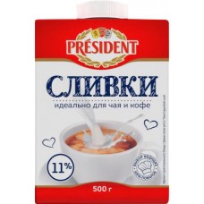 Сливки President ультрапастеризованные 11% 500г в магазинах Магнит