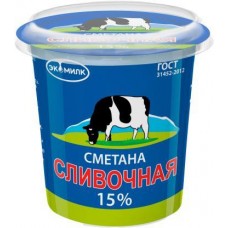 Сметана Экомилк 15% 315г в магазинах Магнит