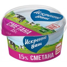 Сметана Искренне ваш 15% 180г в магазинах Магнит