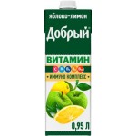 Напиток сокосодержащий Добрый Яблоко-Лимон, обогащенный витаминами 0,95л