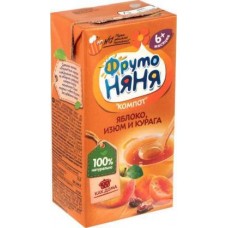 Компот ФрутоНяня из яблок изюма и кураги 200мл в магазинах Магнит