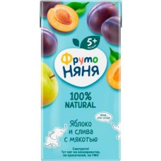 Нектар ФрутоНяня Яблоко и слива с мякотью 200мл в магазинах Магнит