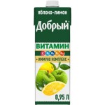 Напиток Добрый сокосодержащий яблоко-лимон 950мл