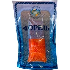 Форель Подольский РК слабосолёная филе-кусочки на коже 130г в магазинах Магнит