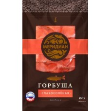 Горбуша Меридиан слабосоленая ломтики 150г в магазинах Магнит