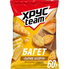 Сухарики Хрусteam Багет Сырное ассорти 60г в магазинах Магнит