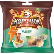 Сухарики Три корочки Холодец с хреном 60г с горчичным соусом 25мл в магазинах Магнит