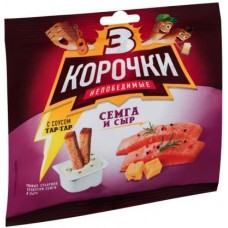 Сухарики Три корочки Семга и сыр 60г с соусом тартар 25мл в магазинах Магнит