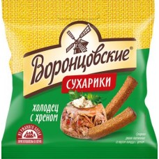Сухарики Воронцовские ржано-пшеные холодец с хреном 80г в магазинах Магнит