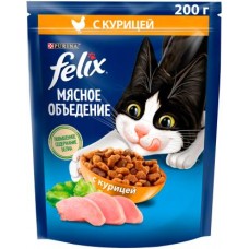 Сухой корм для кошек Felix Мясное объедение с курицей 200г в магазинах Магнит