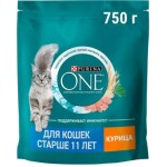 Сухой корм для кошек Purina ONE Курица старше 11 лет с курицей и цельными злаками 750г