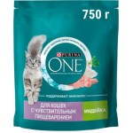 Сухой корм для кошек Purina ONE при чувствительном пищеварении с индейкой и рисом 750г