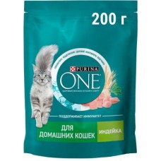 Сухой корм для кошек Purina ONE При домашнем образе жизни с индейкой и злаками 200г в магазинах Магнит