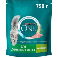 Сухой корм для кошек Purina One при домашнем образе жизни с индейкой и злаками 750г в магазинах Магнит