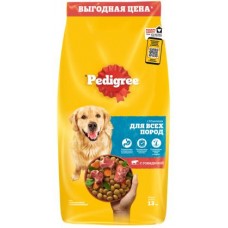 Сухой корм для собак Pedigree всех пород полнорационный с говядиной 13кг в магазинах Магнит