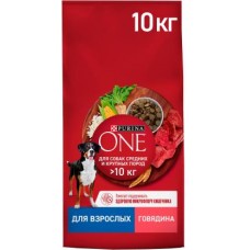 Сухой корм для собак Purina One для средних и крупных пород с говядиной и рисом 10кг в магазинах Магнит