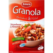 Мюсли хрустящие Emco Гранола клубника-миндаль 340г в магазинах Магнит