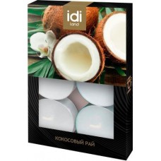 Свеча Оптпромторг Кокосовый рай чайная ароматизированная 6шт в магазинах Магнит
