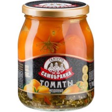 Томаты маринованные Скатерть-Самобранка желтые 680г в магазинах Магнит